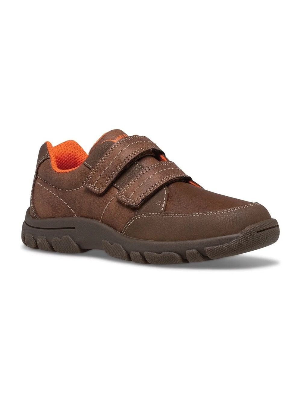 Size 4.5 wide Youth Hush Puppies Brown Kids Dual-Velcro Dress Sneaker